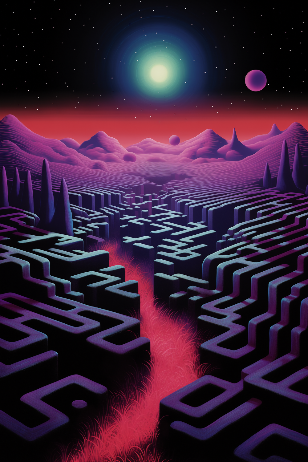 Starlight Labyrinth fine art artwork by Conventional Art, portrait view