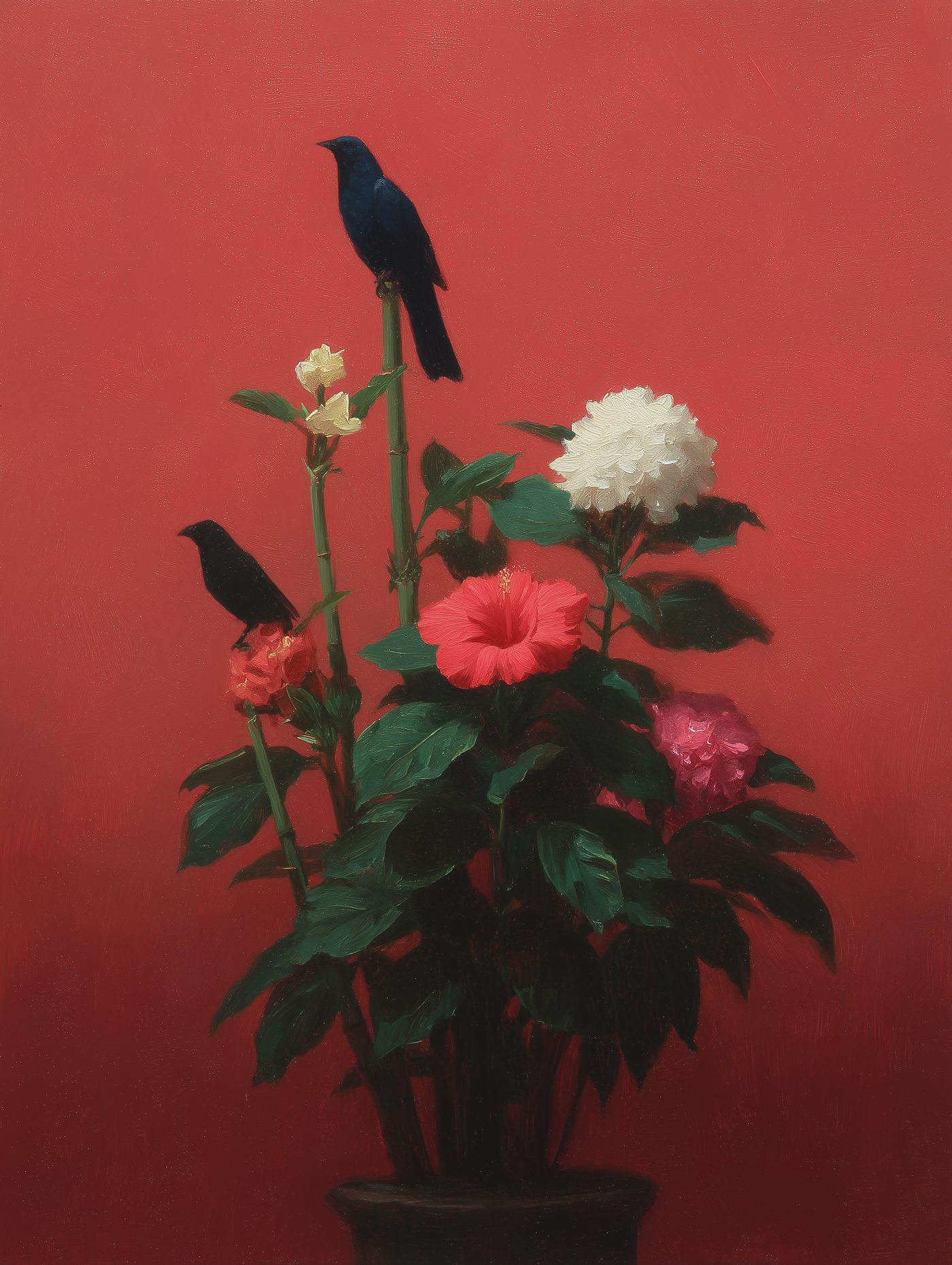 Crimson Solitaire fine art print, modern wall art, balanced light and tone