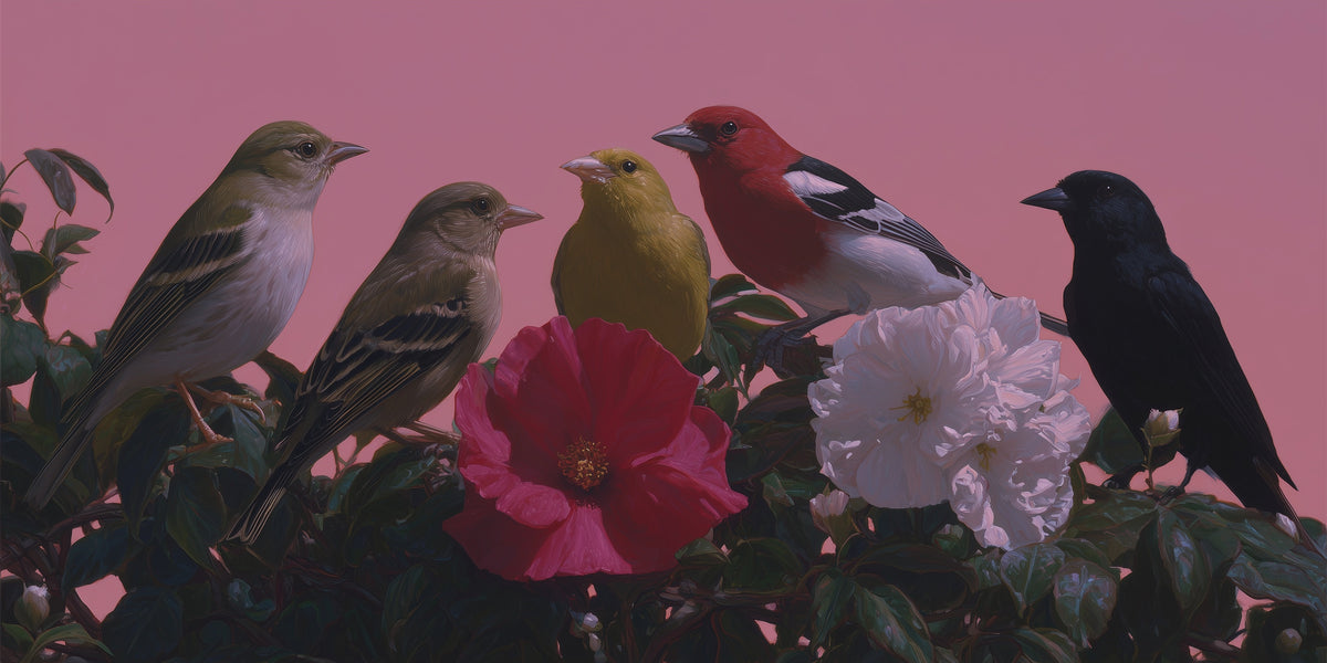 Feathered Quintet fine art print, modern wall art, balanced light and tone