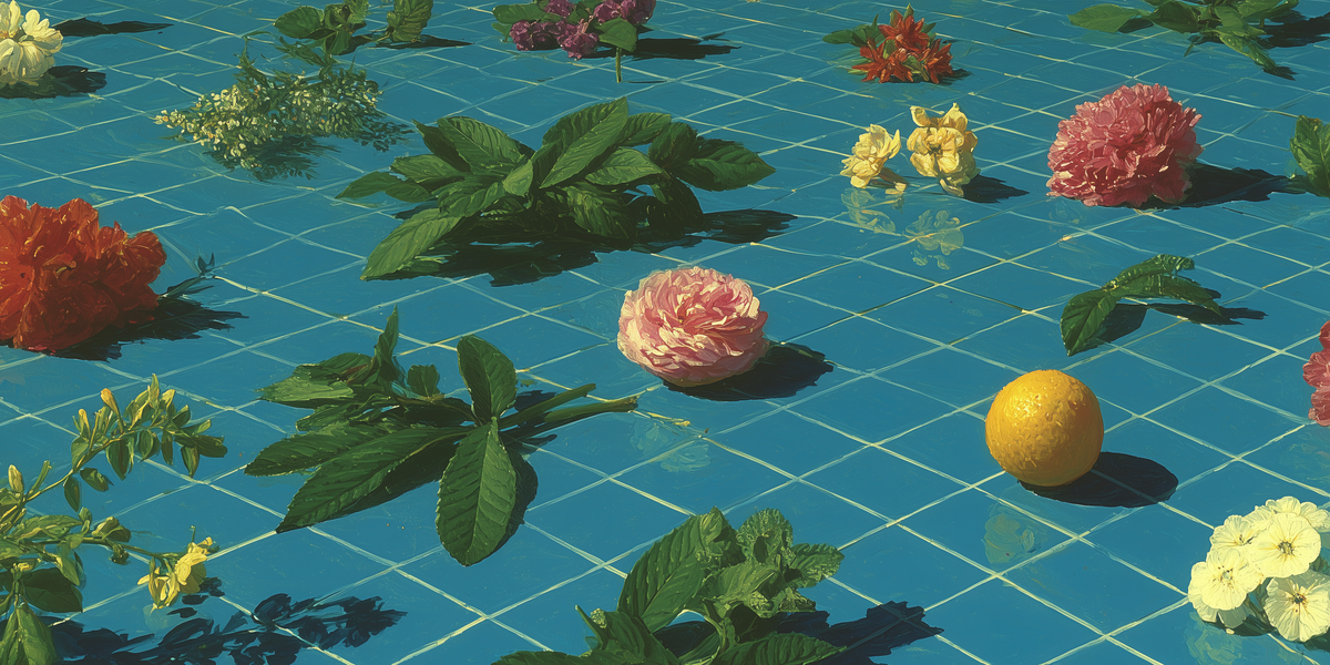 Poolside Blooms fine art print, modern wall art, balanced light and tone